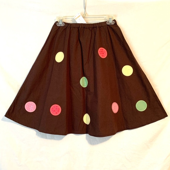Gymboree Girls Circle Patch Embroidered Dot Skirt Size 12 - Picture 1 of 7